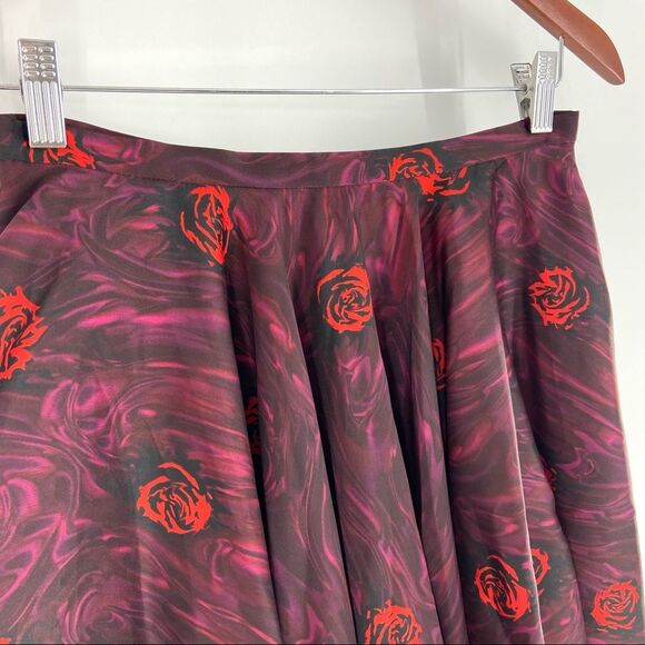 NEW Opening Ceremony Lizzy Rose Print Satin Skater Flowy Mini Skirt Size 6 - Picture 5 of 16